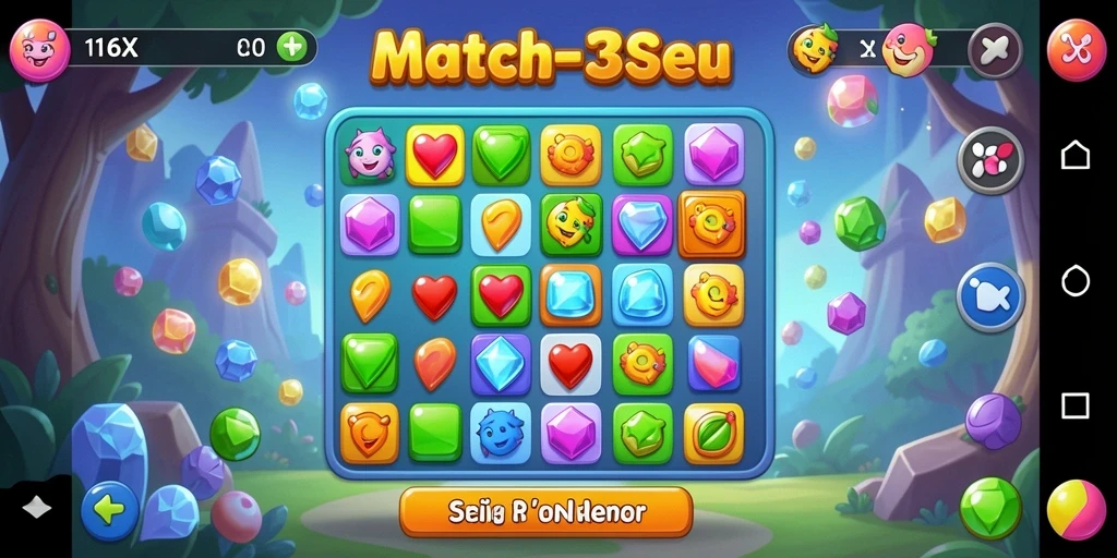 Tampilan gameplay seru dari permainan Match-3 116X.