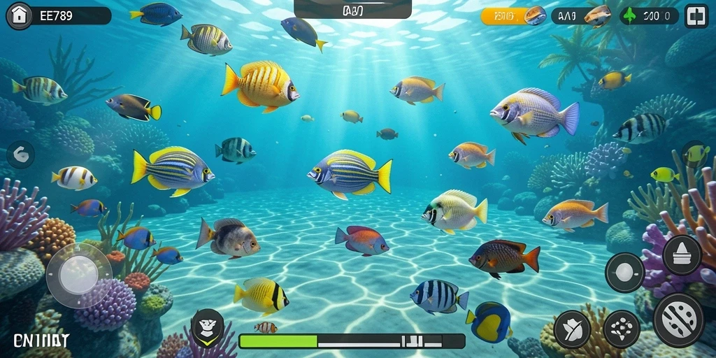 Screenshot gameplay EE789 menampilkan aksi seru Tembak Ikan.