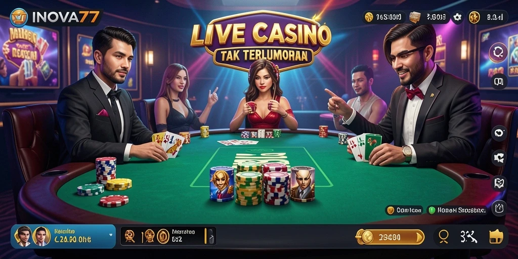 Tampilan gameplay Live Casino INOVA77 yang menarik dan interaktif.