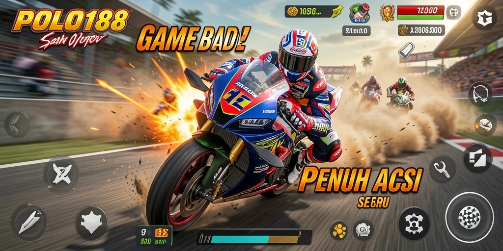 Tampilan gameplay seru dalam balapan motor POLO188.