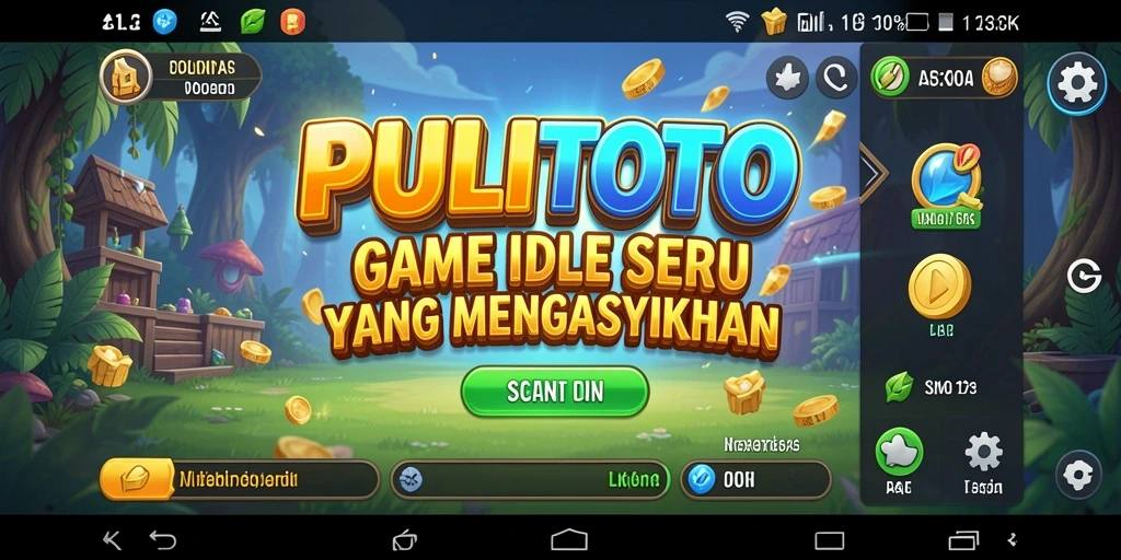 Screenshot PULITOTO menampilkan gameplay Idle yang menarik dan visual yang menawan.