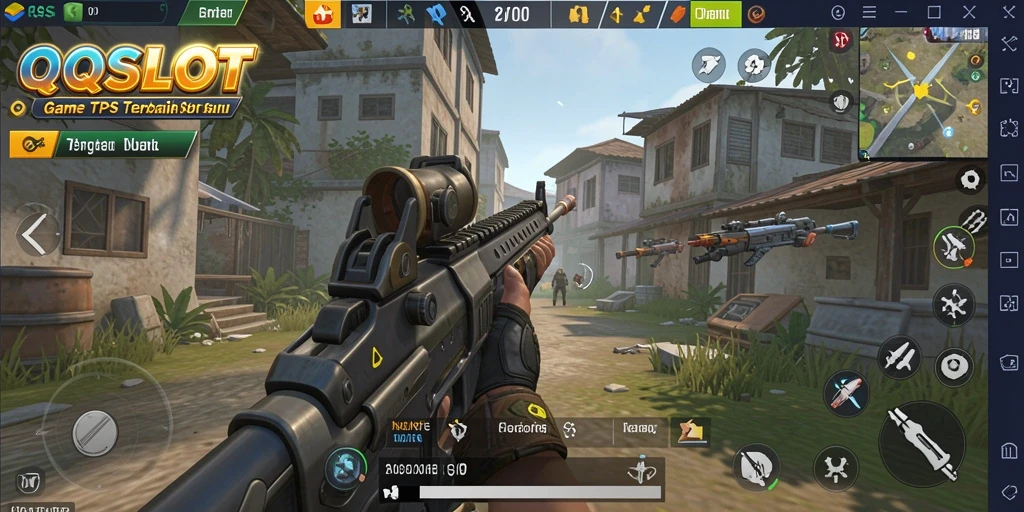 Screenshot gameplay QQSLOT menunjukkan aksi mendebarkan dalam TPS.