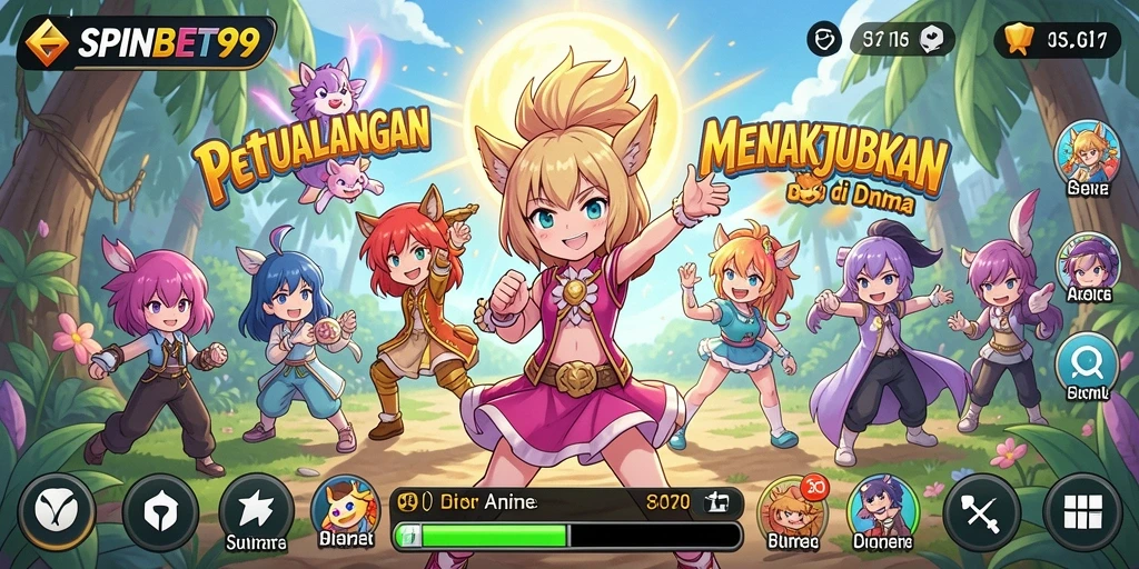 Screenshot gameplay SPINBET99 menampilkan karakter anime yang beraksi.