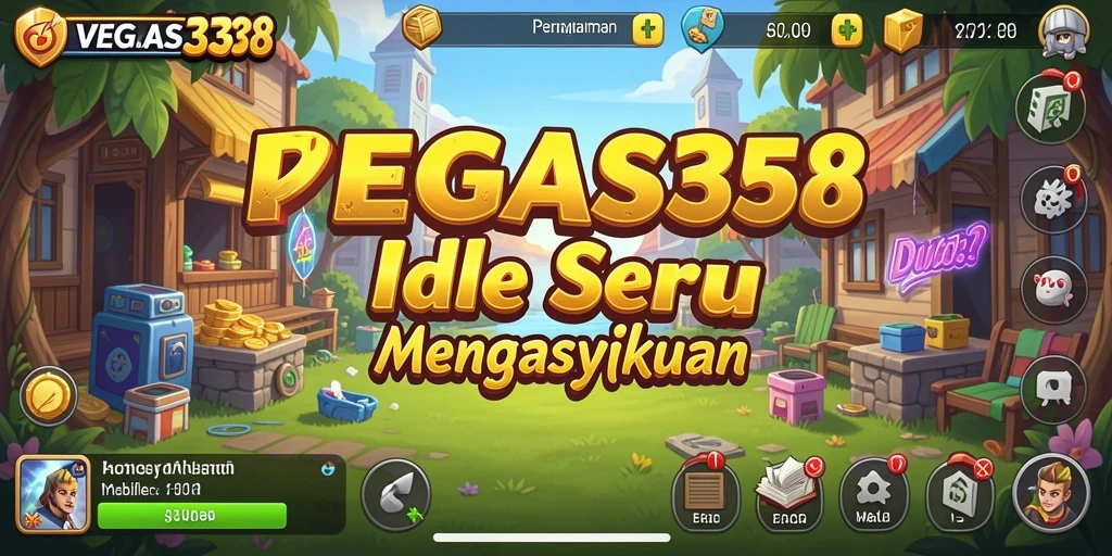 Screenshot gameplay <strong>VEGAS338</strong> menunjukkan karakter aktif mengumpulkan sumber daya di dunia Idle.