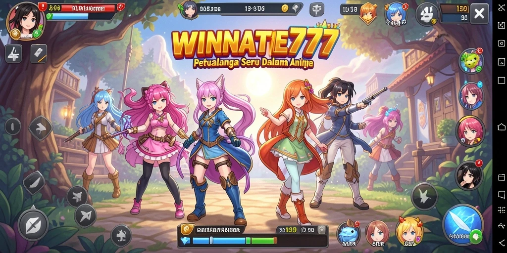 Tampilan gameplay WINRATE777 dengan karakter anime yang epik dan aksi seru.